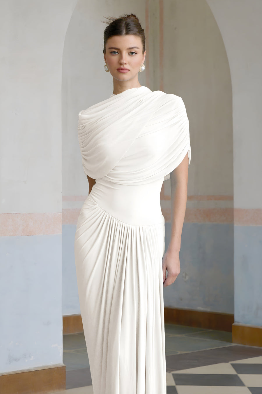 Catherine™ | Robe Maxi Plissée Asymétrique