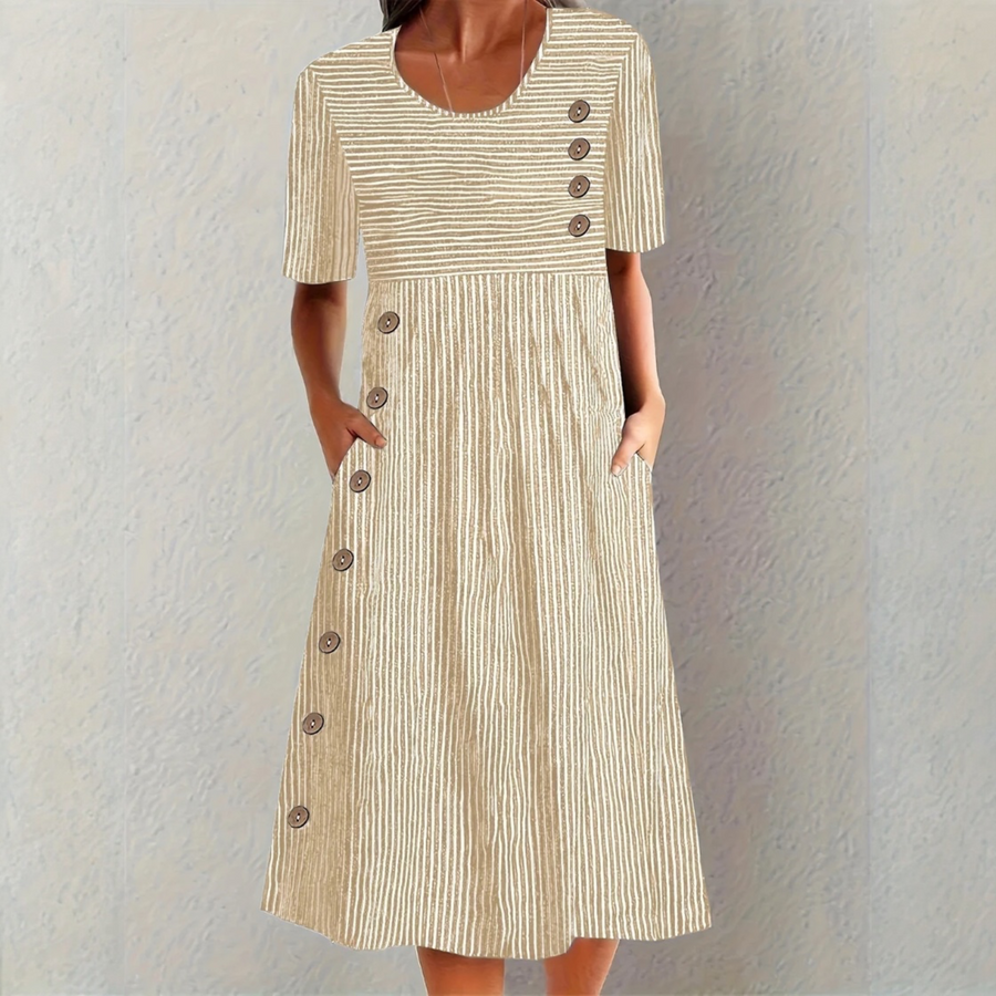 MARINA™ | Robe Midi Rayée Élégante