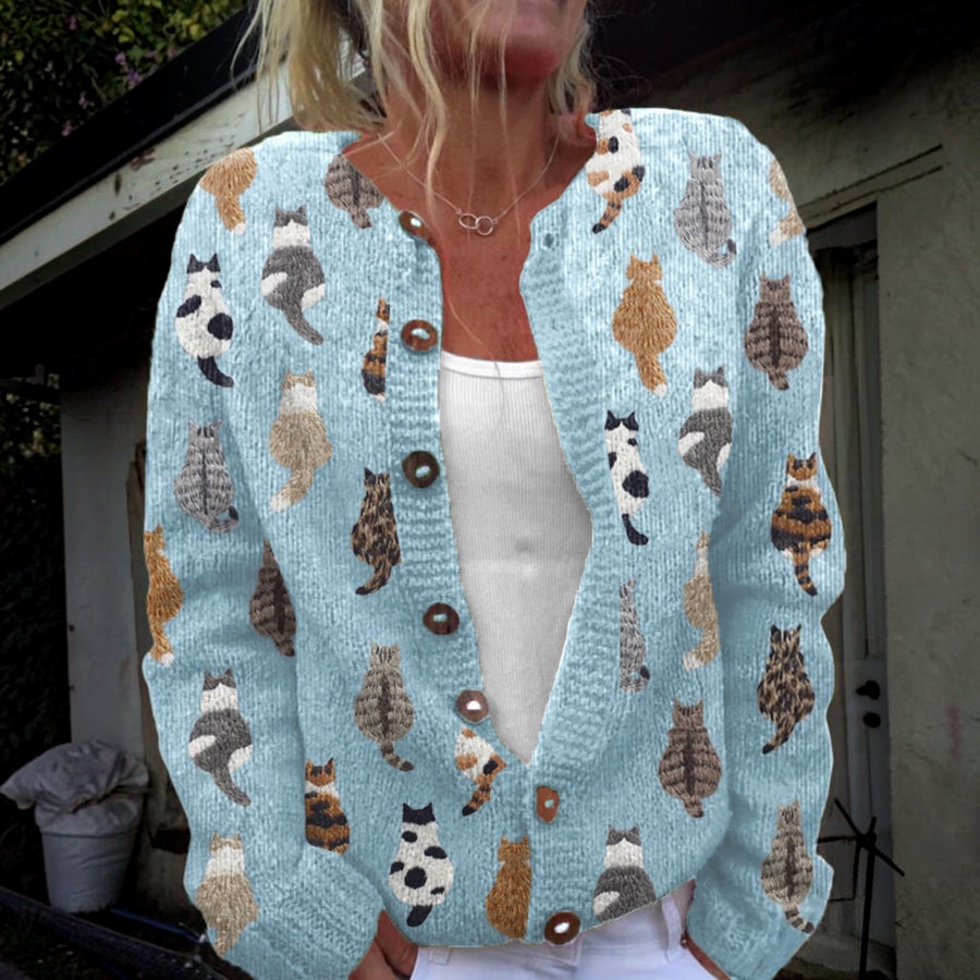 Camille™ | Cardigan imprimé chats