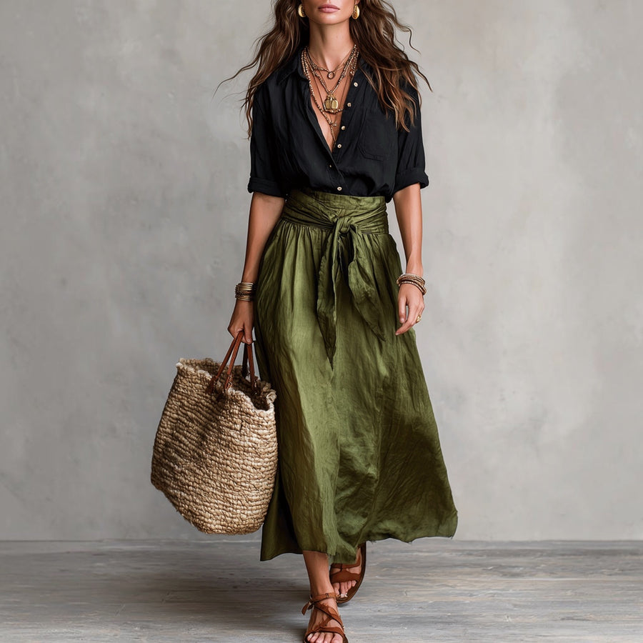 Lysiane™ | Ensemble Élégant Blouse & Jupe Midi