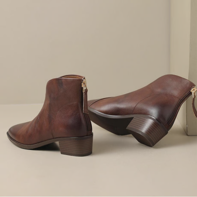 Clarisse™ | Bottes de Cheville Luxueuses à Talon Bas