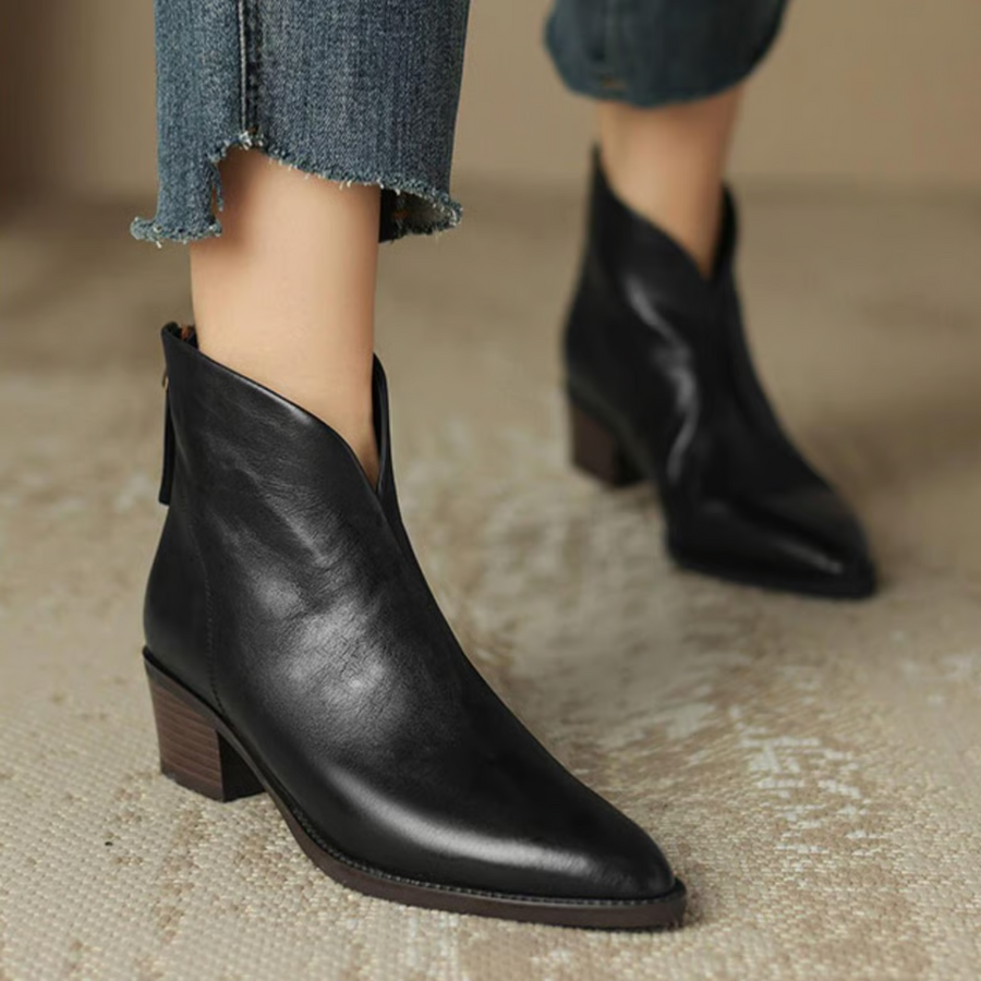Clarisse™ | Bottes de Cheville Luxueuses à Talon Bas