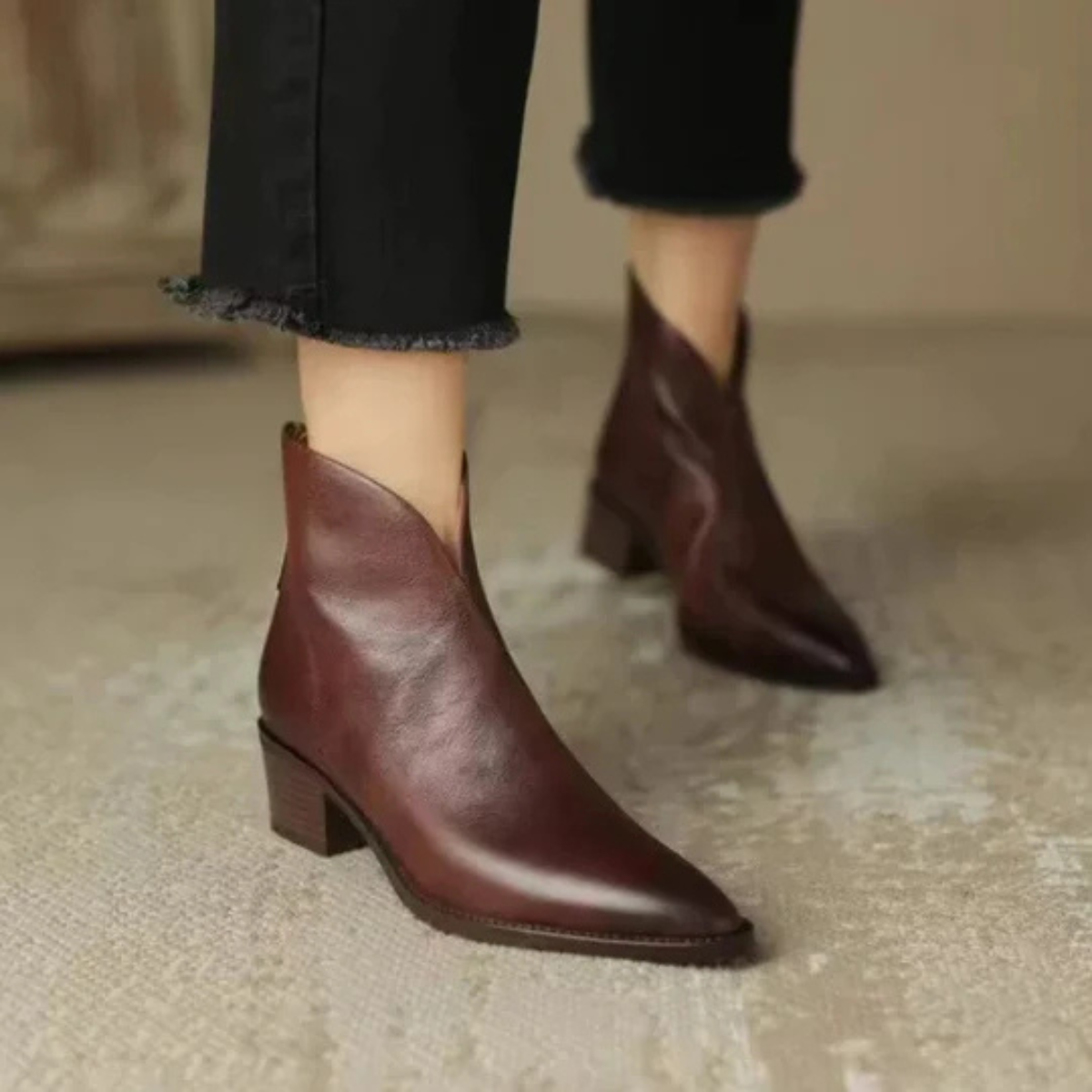 Clarisse™ | Bottes de Cheville Luxueuses à Talon Bas