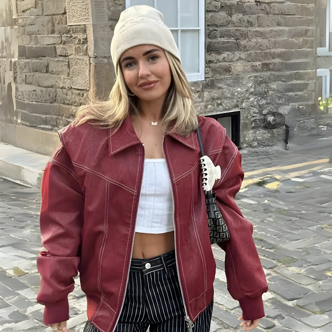 Rosa™ | Veste en cuir surdimensionnée