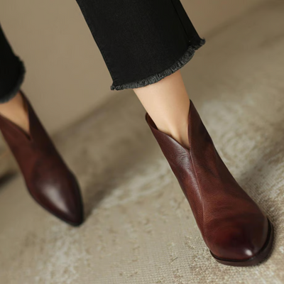 Clarisse™ | Bottes de Cheville Luxueuses à Talon Bas