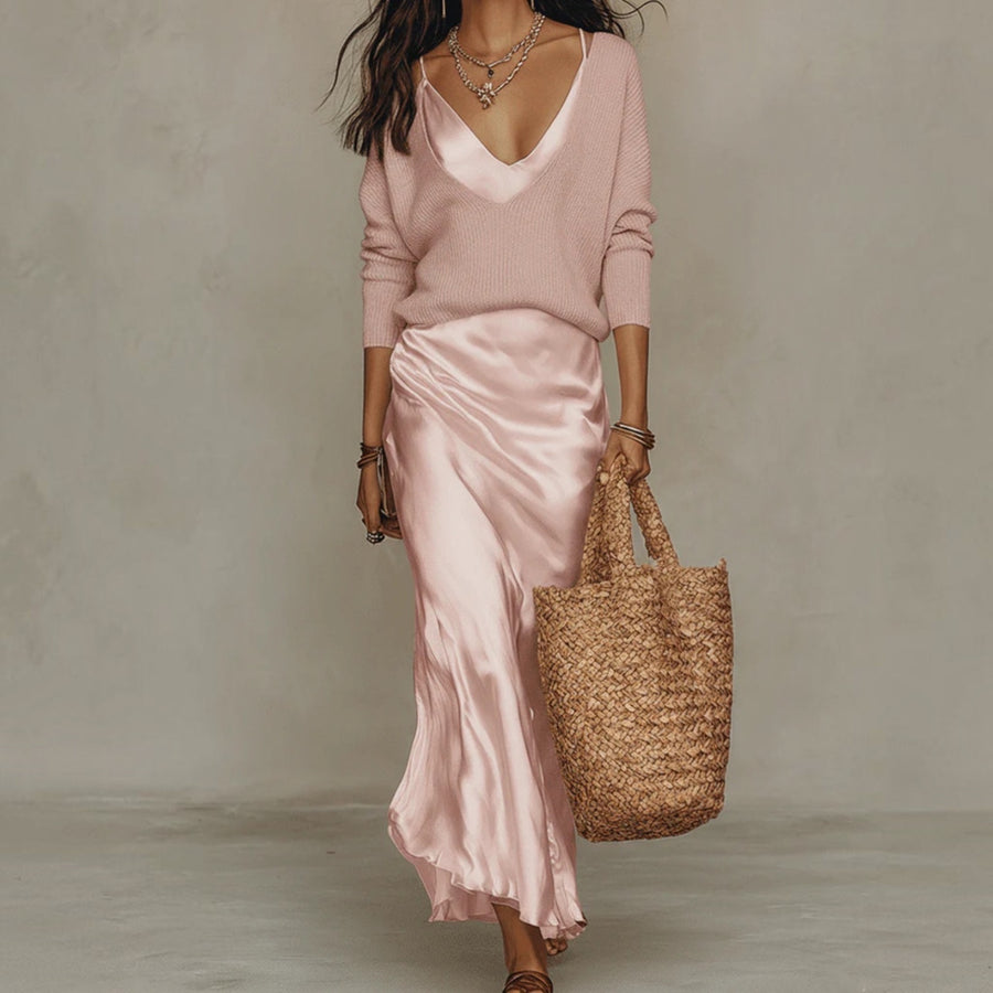 SOLÈNE™ | Ensemble Robe & Gilet en Maille