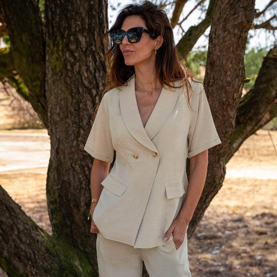 Camille™ | Blazer élégant couleur sable