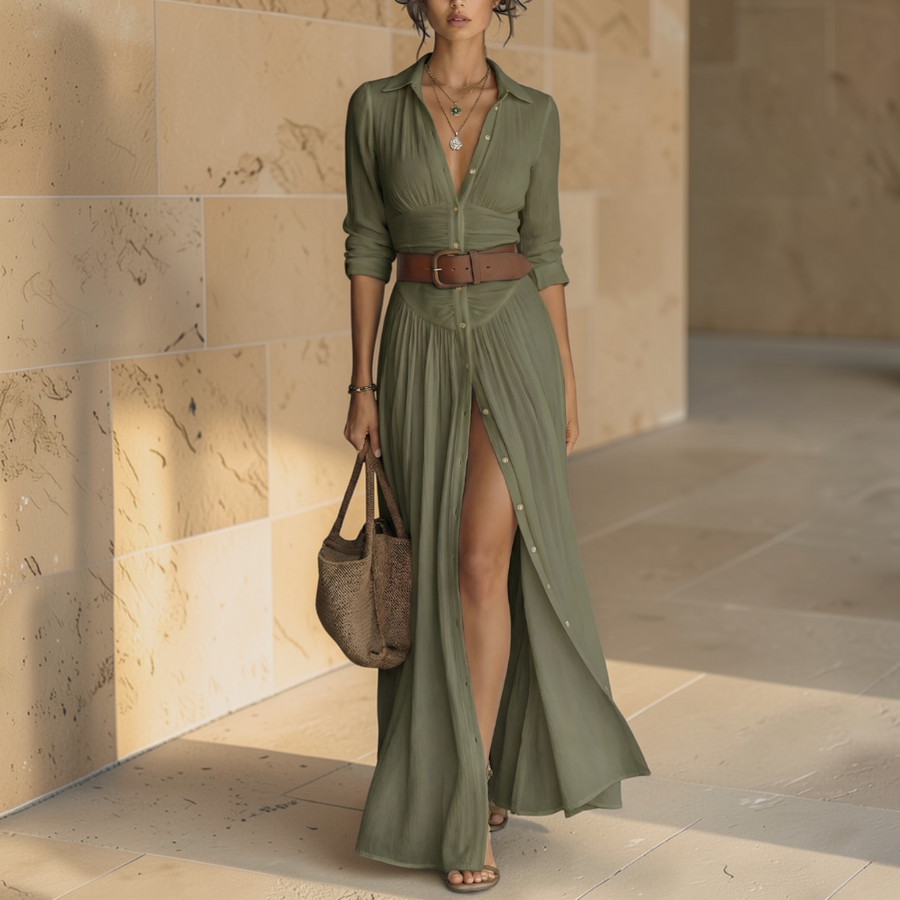 AMÉLIA™ | Robe Maxi Col Revers