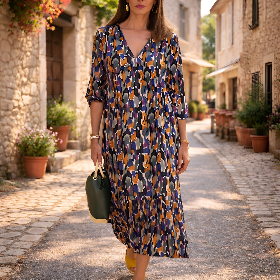 NATHALIE™ | Robe Imprimée Col V