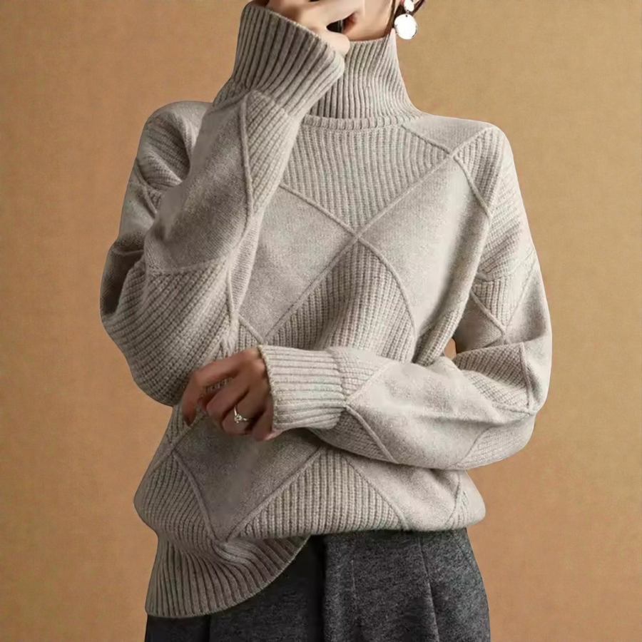 ANGELA™ | Pull Col Roulé Géométrique