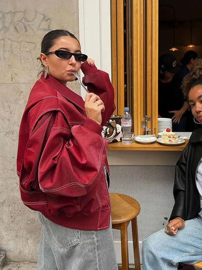 Rosa™ | Veste en cuir surdimensionnée
