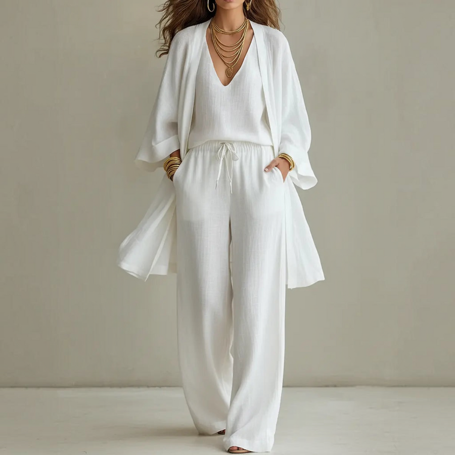 Isabelle™ | Ensemble Élégant en Lin 3 Pièces