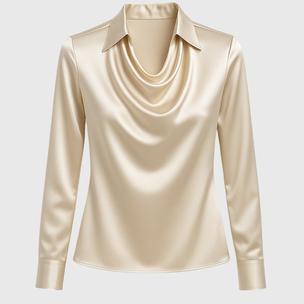 JULIA™ | Blouse avec un éclat luxueux et un col plissé