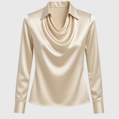 JULIA™ | Blouse avec un éclat luxueux et un col plissé
