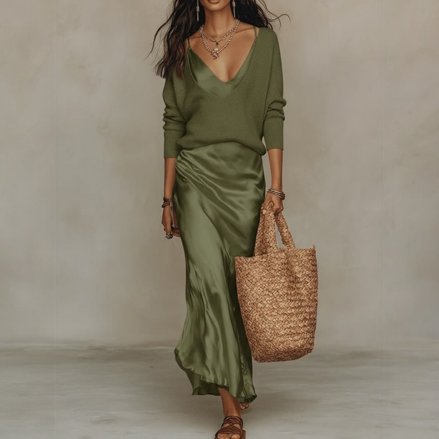 ELENA™ | Robe Midi Satinée