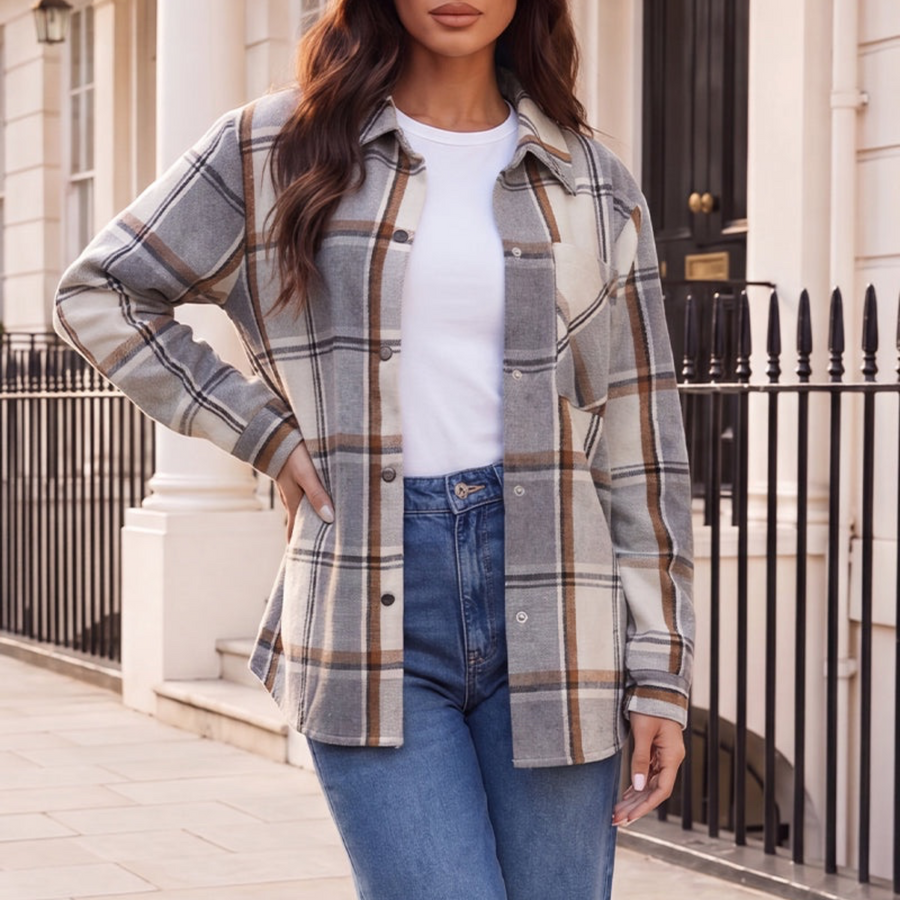 VICTORIA™ | Veste chemise à carreaux chic