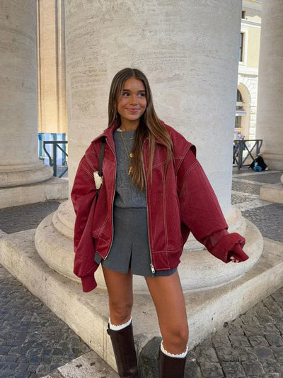Rosa™ | Veste en cuir surdimensionnée