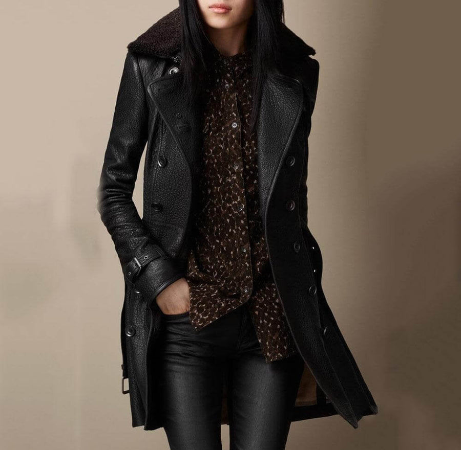 Gloria™ | Élégant Manteau en Cuir